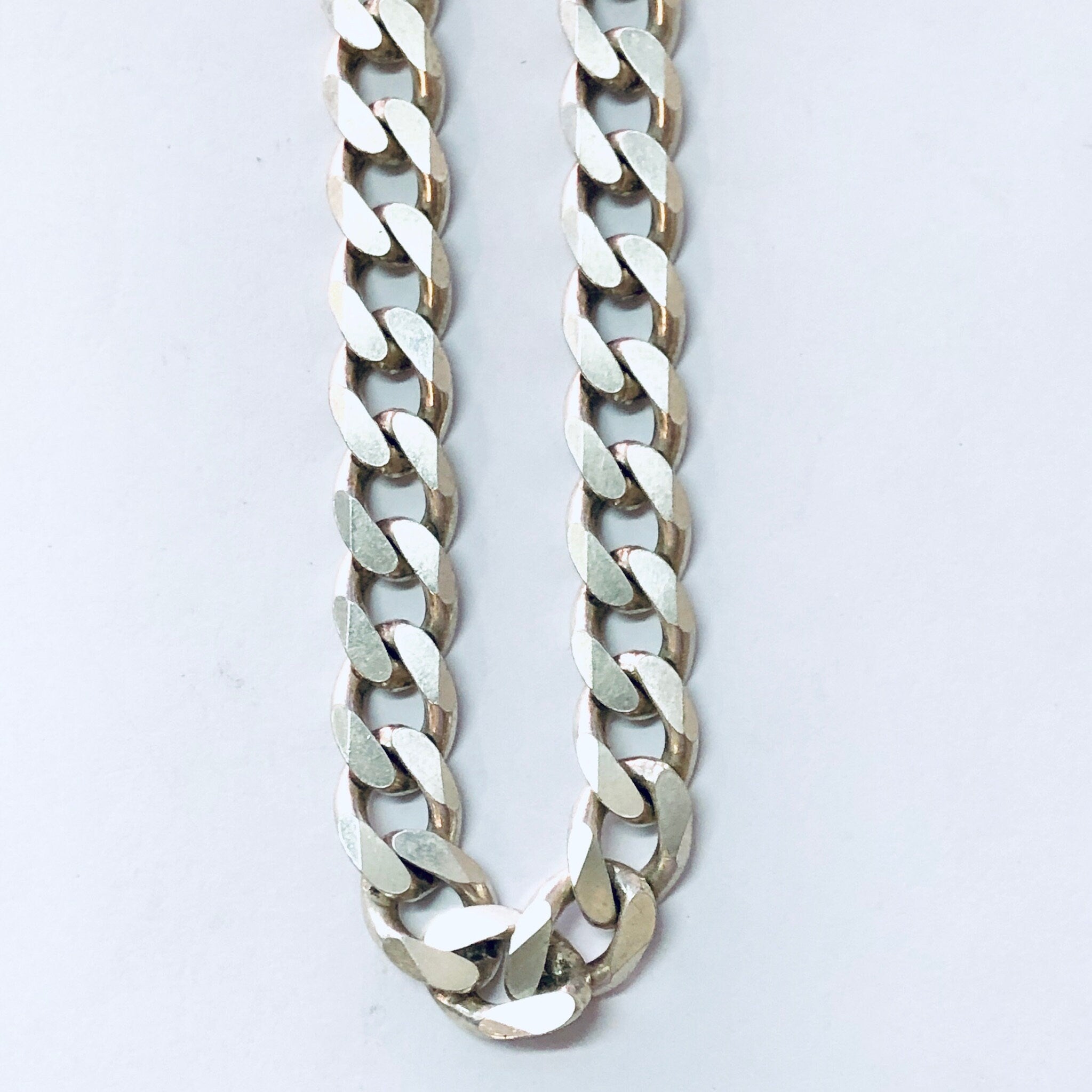 Vintage Chain, Silver Chain, Cuban Link Chain, Heavy Chain, Statement Jewelry, Vintage Jewelry, Unique Necklace, Vintage Necklace, 925 Chain