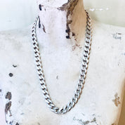 Vintage Chain, Silver Chain, Cuban Link Chain, Heavy Chain, Statement Jewelry, Vintage Jewelry, Unique Necklace, Vintage Necklace, 925 Chain