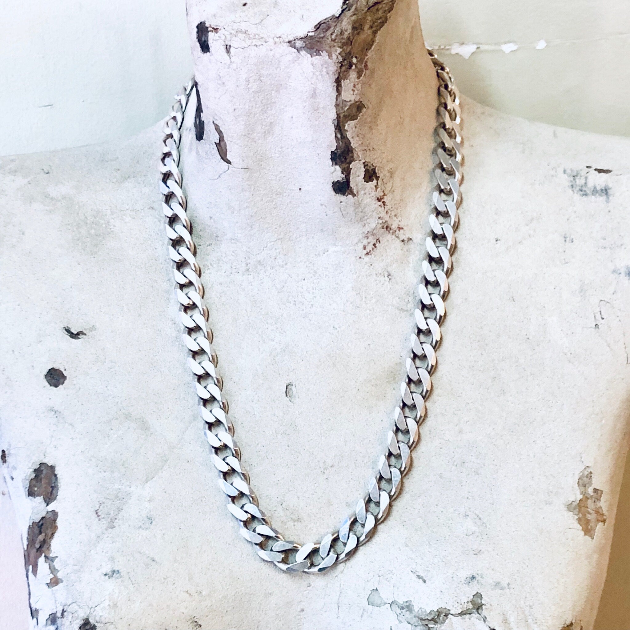 Vintage Chain, Silver Chain, Cuban Link Chain, Heavy Chain, Statement Jewelry, Vintage Jewelry, Unique Necklace, Vintage Necklace, 925 Chain