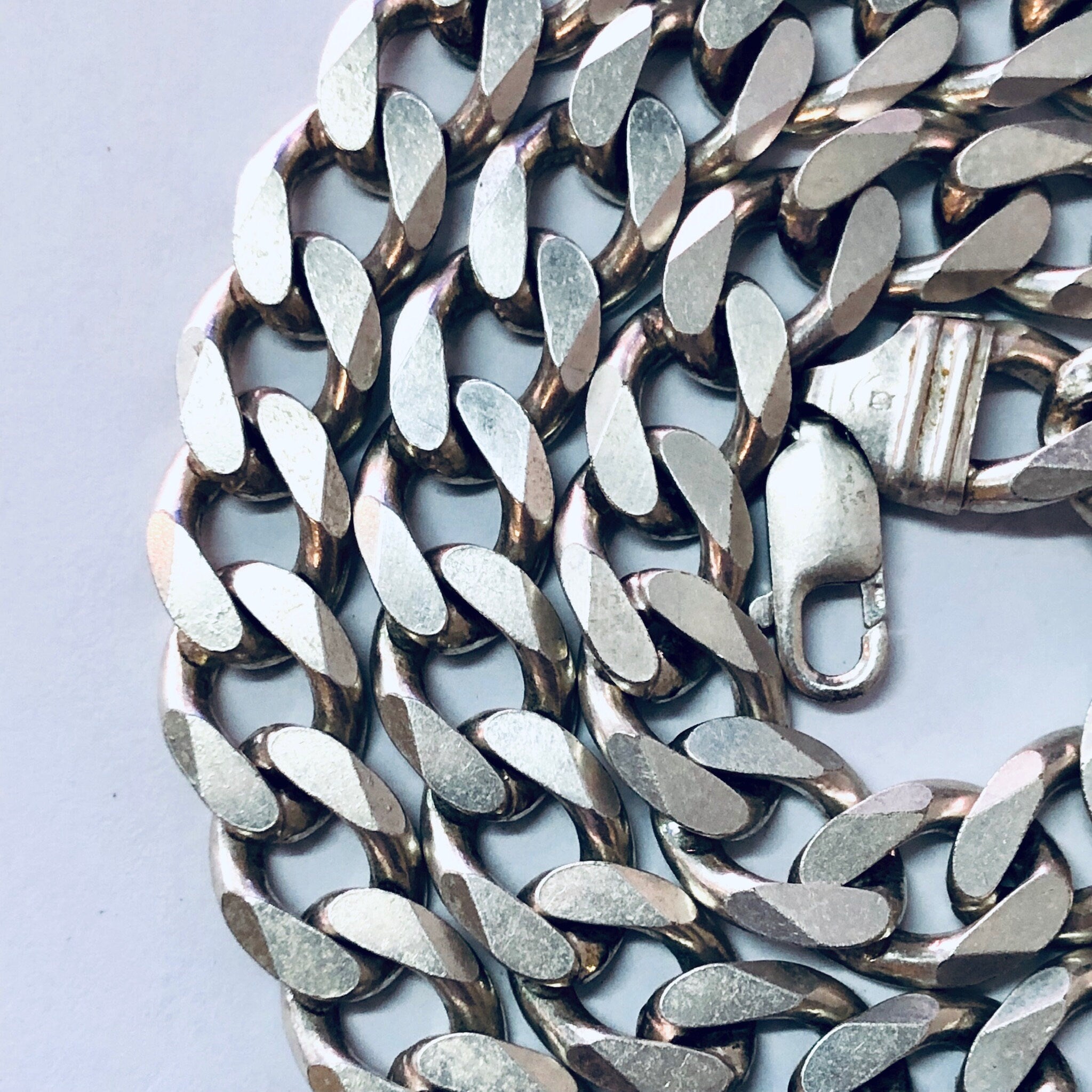 Vintage Chain, Silver Chain, Cuban Link Chain, Heavy Chain, Statement Jewelry, Vintage Jewelry, Unique Necklace, Vintage Necklace, 925 Chain