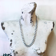 Vintage Chain, Silver Chain, Cuban Link Chain, Heavy Chain, Statement Jewelry, Vintage Jewelry, Unique Necklace, Vintage Necklace, 925 Chain