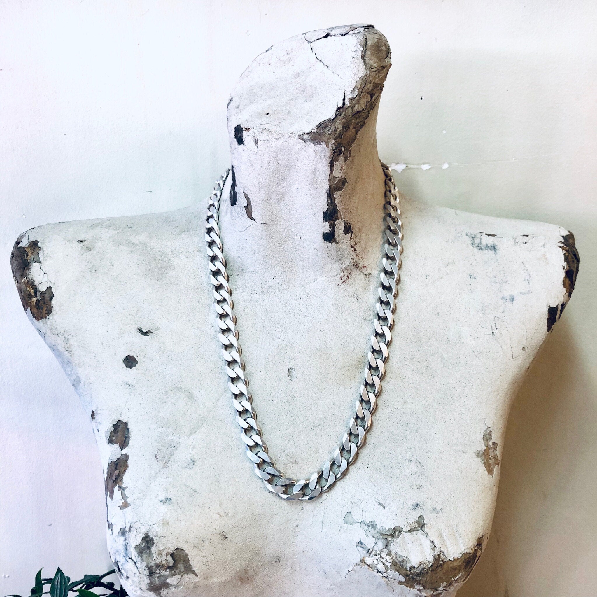 Vintage Chain, Silver Chain, Cuban Link Chain, Heavy Chain, Statement Jewelry, Vintage Jewelry, Unique Necklace, Vintage Necklace, 925 Chain