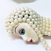 Vintage Brooch, Vintage Pin, Unique Brooch, Vintage Jewelry, Costume Jewelry, Beaded Brooch, Face Pin, Lady Face, Flapper Brooch, Pretty Pin
