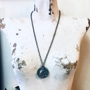 Vintage Necklace, Pewter Necklace, Art Nouveau Pendant, Pewter Jewelry, Vintage Jewelry, Lady Face Pendant, Circle Pendant, Simple Jewelry
