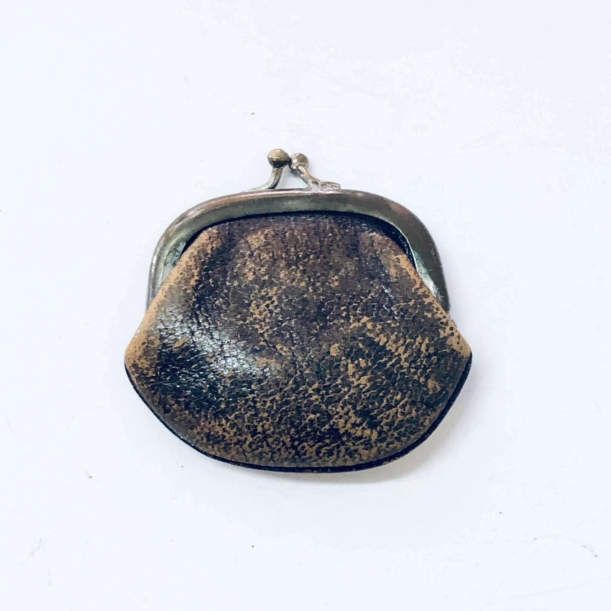 Vintage Coin Purse, Small Coin Purse, Brown Leather, Coin Holder, Leather Change Purse, coins, purse, purse for coins, pouch for coins