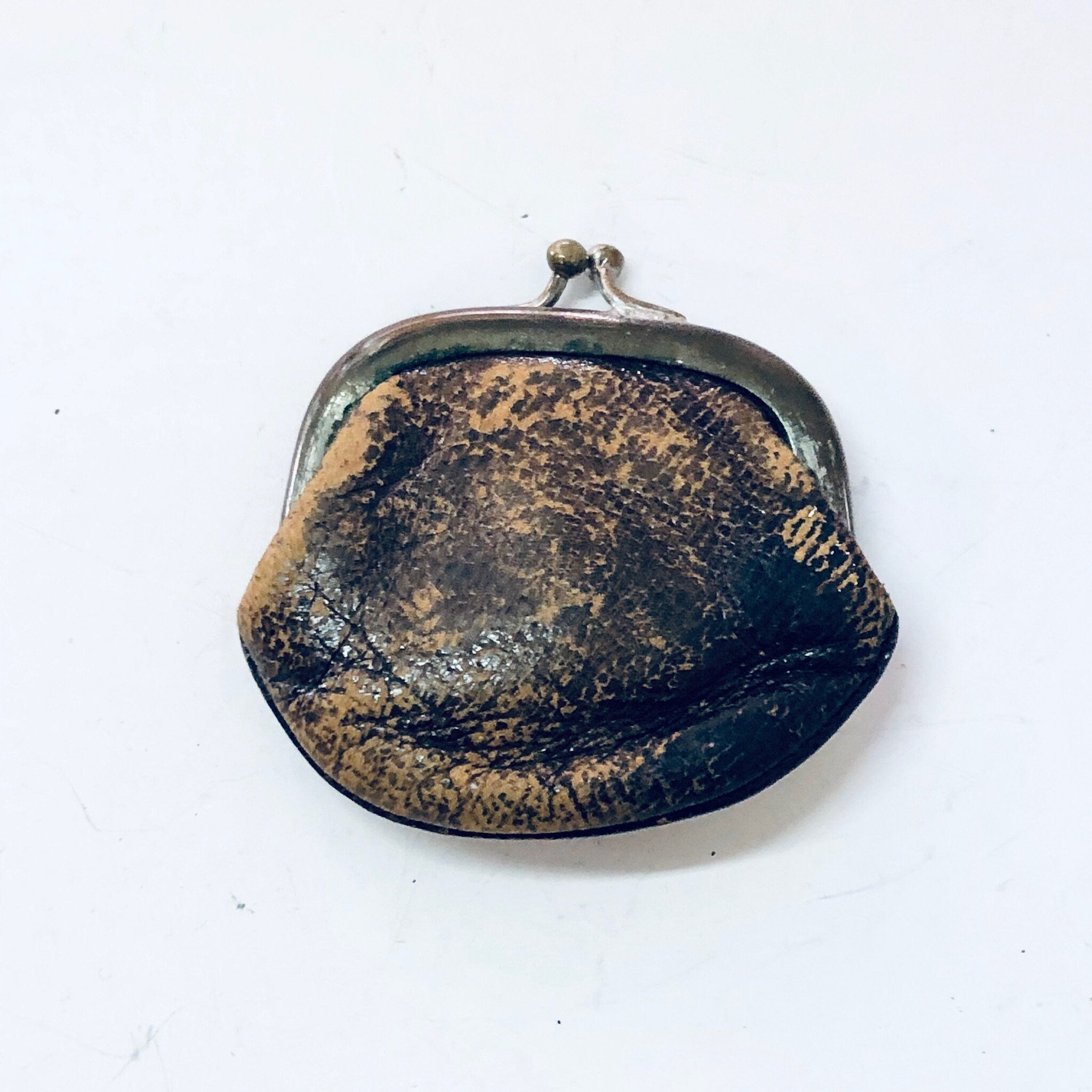 Vintage Coin Purse, Small Coin Purse, Brown Leather, Coin Holder, Leather Change Purse, coins, purse, purse for coins, pouch for coins