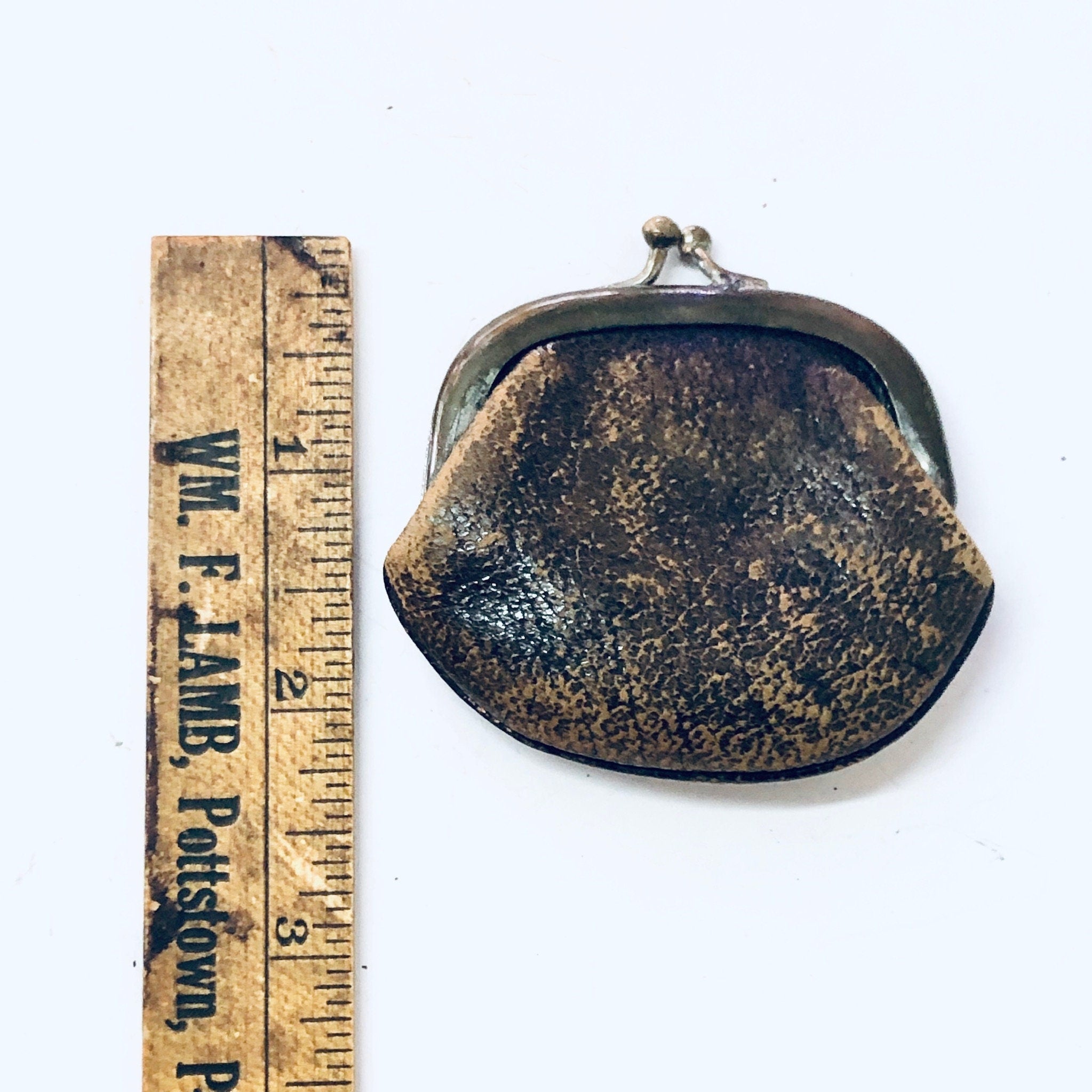 Vintage Coin Purse, Small Coin Purse, Brown Leather, Coin Holder, Leather Change Purse, coins, purse, purse for coins, pouch for coins