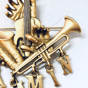 Vintage Brooch, Gold Toned Pin, Jammin Brooch, Musical Pin, Costume Jewelry, Statement Jewelry, Saxophone Pin, Unique Brooch, Rare Pin