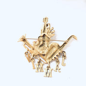 Vintage Brooch, Gold Toned Pin, Jammin Brooch, Musical Pin, Costume Jewelry, Statement Jewelry, Saxophone Pin, Unique Brooch, Rare Pin