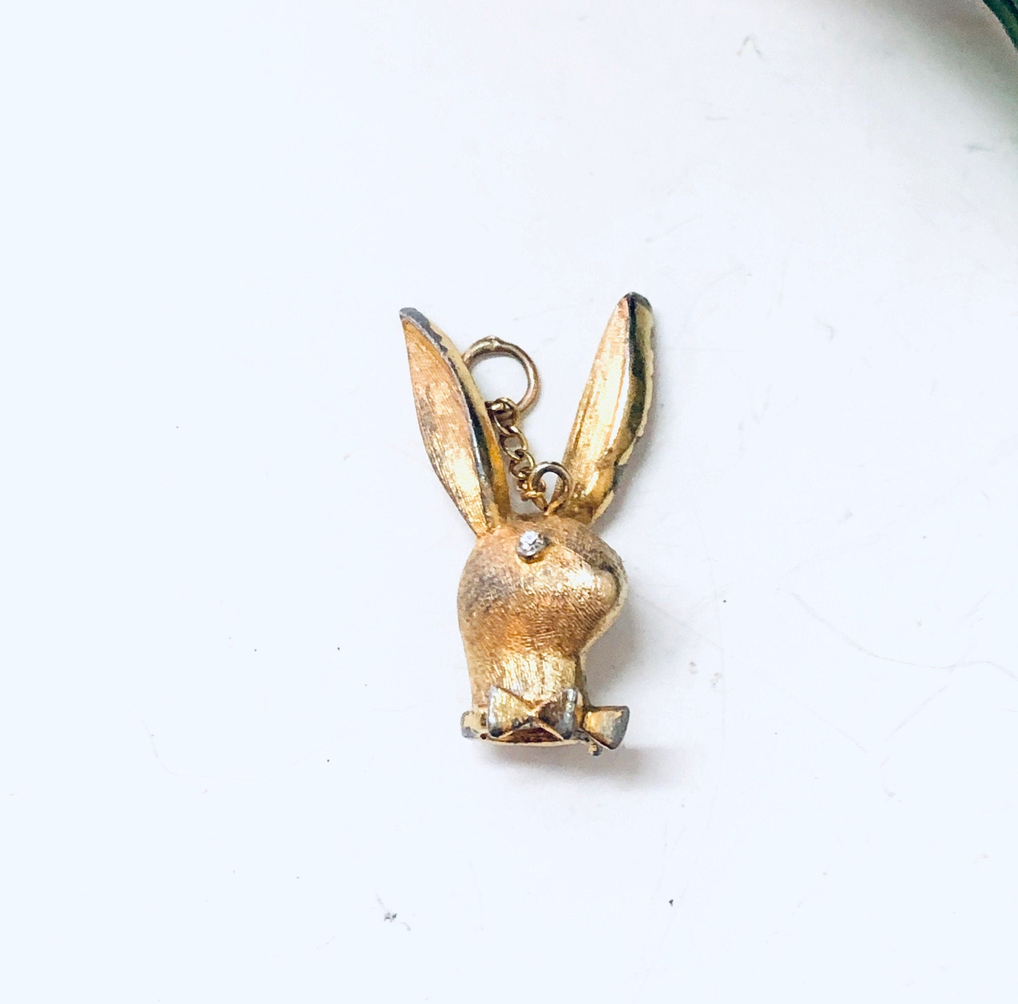 Vintage Pendant, Vintage Charm, Playboy Bunny, Bunny Pendant, Playboy Necklace, Dangle Pendant, Gold Toned Charm, Rabbit Charm, Playboy