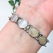 Vintage Bracelet, Silver Bracelet, Medallion Bracelet, Link Chain, Unique Jewelry, Rare Jewelry, Vintage Jewelry, Made in Mexico, 925 Link