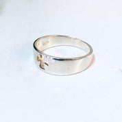 Vintage Ring, Silver Ring, Vintage Jewelry, Band Ring, Thin Band, Cross Ring, Religious Ring, Simple Jewelry, Cut Out Ring, Sterling Silver