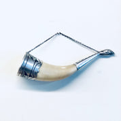 Vintage Horn, Horn Decor, Vintage Home Decor, Wall Decor, Horn Cup, Collectible, Silver Accent, Engraved Silver, Wall Hanging, Small Horn