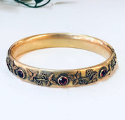 Vintage Bangle, Gold Toned Bangle, Vintage Bracelet, Gold Filled Jewelry, Red Stone, Gold and Red, Vintage Jewelry, Stacking Bracelet, Gold