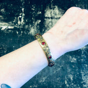 Vintage Bangle, Gold Toned Bangle, Vintage Bracelet, Gold Filled Jewelry, Red Stone, Gold and Red, Vintage Jewelry, Stacking Bracelet, Gold