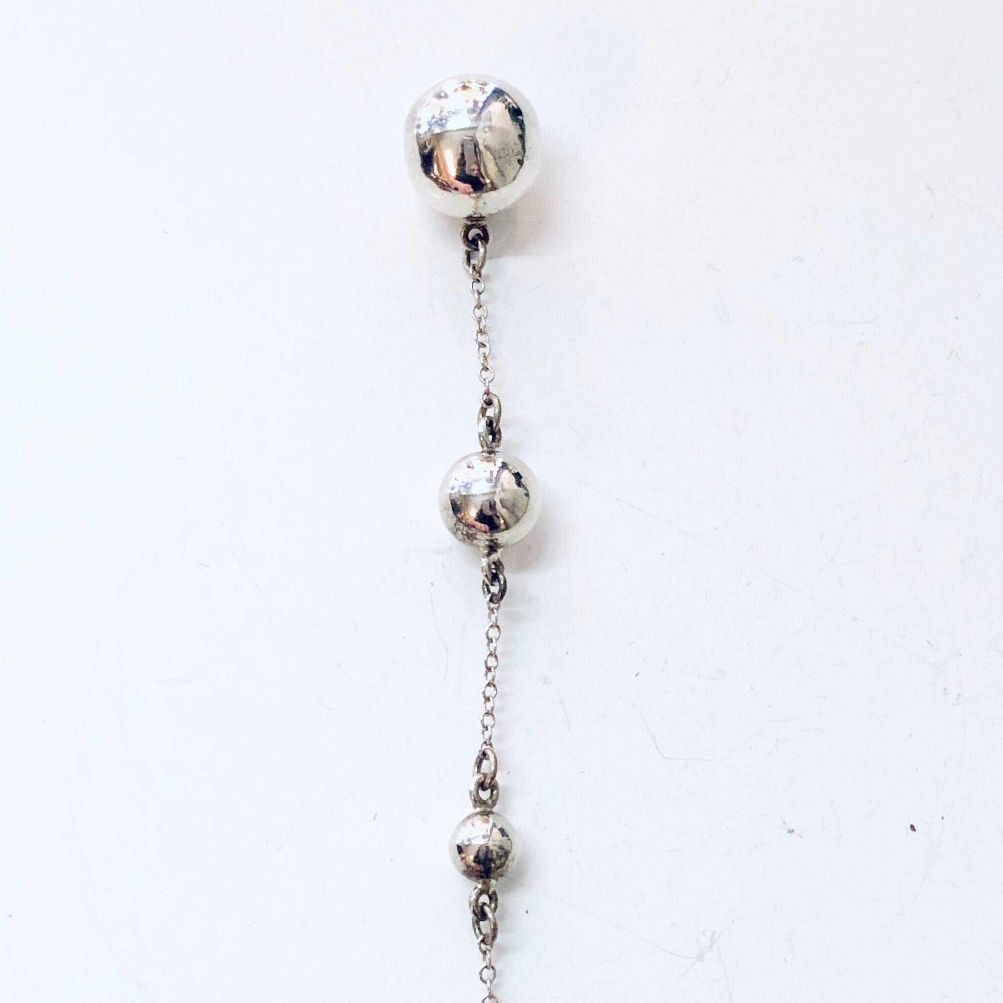 Vintage Necklace, Silver Necklace, Ball Necklace, Unique Jewelry, Statement Jewelry, Silver Chain, Ball and Chain, Thin Chain, 925 Necklace