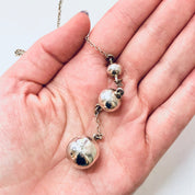 Vintage Necklace, Silver Necklace, Ball Necklace, Unique Jewelry, Statement Jewelry, Silver Chain, Ball and Chain, Thin Chain, 925 Necklace