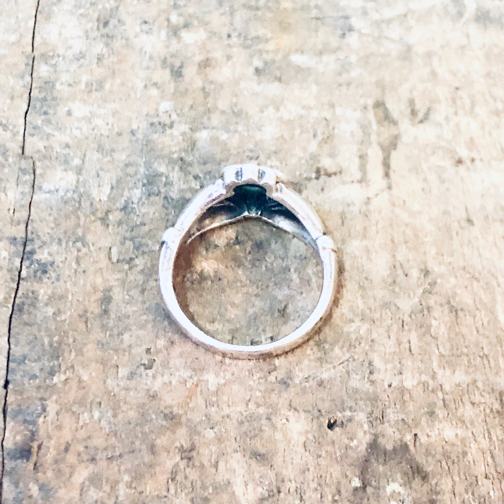 Vintage Ring, Silver Ring, Claddagh Ring, Green Enamel, Green and Silver, Heart Ring, Hand Jewelry, Love Ring, Loyalty Jewelry, 925 Ring