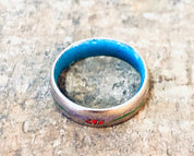Vintage Ring, Cloissone Ring, Cloissone Jewelry, Thin Band Ring, Enamel Ring, Flower Design, Floral Ring, Vintage Jewelry, Copper Ring, Blue