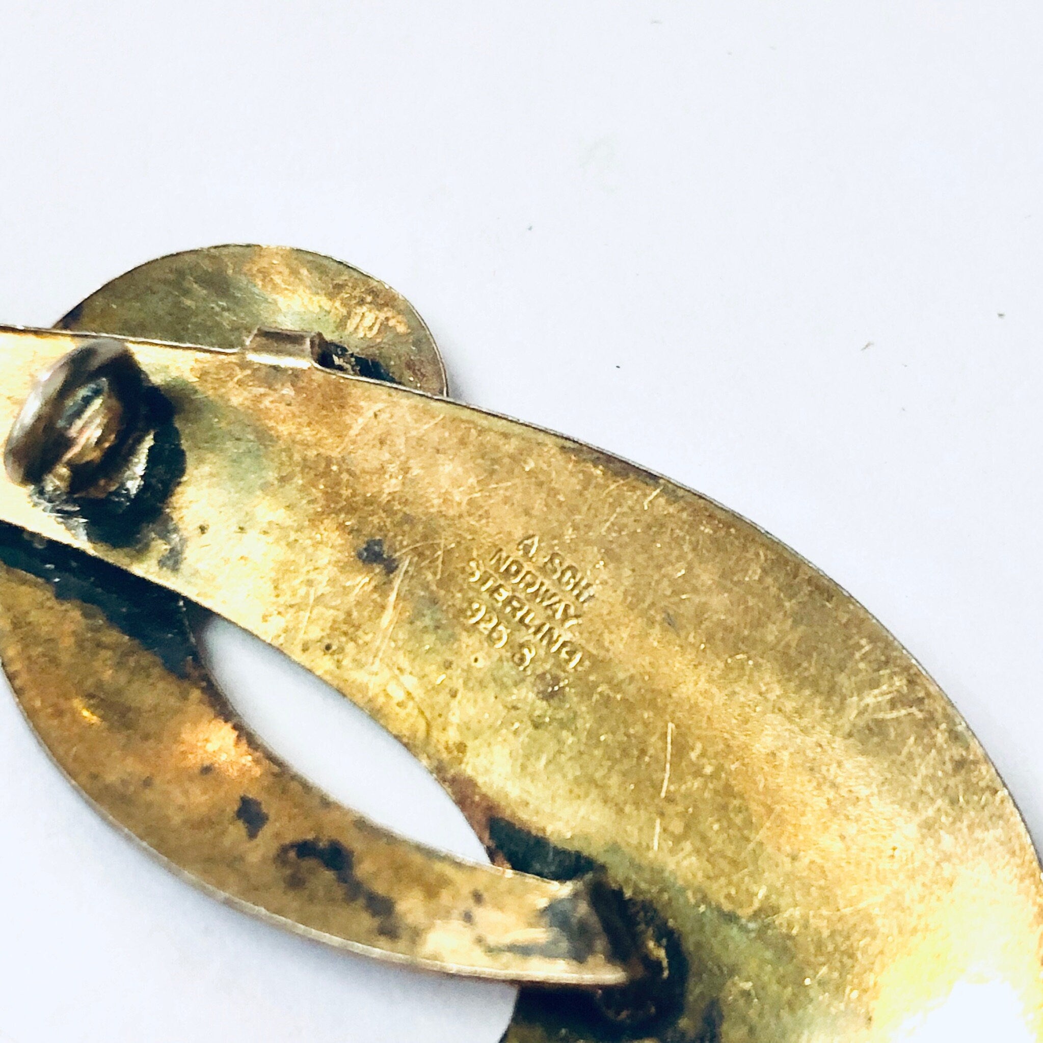 Vintage Brooch, Silver Brooch, A. SCH. Norway Pin, Blue Brooch, Vermeil Brooch, Blue Enamel, Cobalt Blue Pin, Vintage Jewelry, Designer Pin