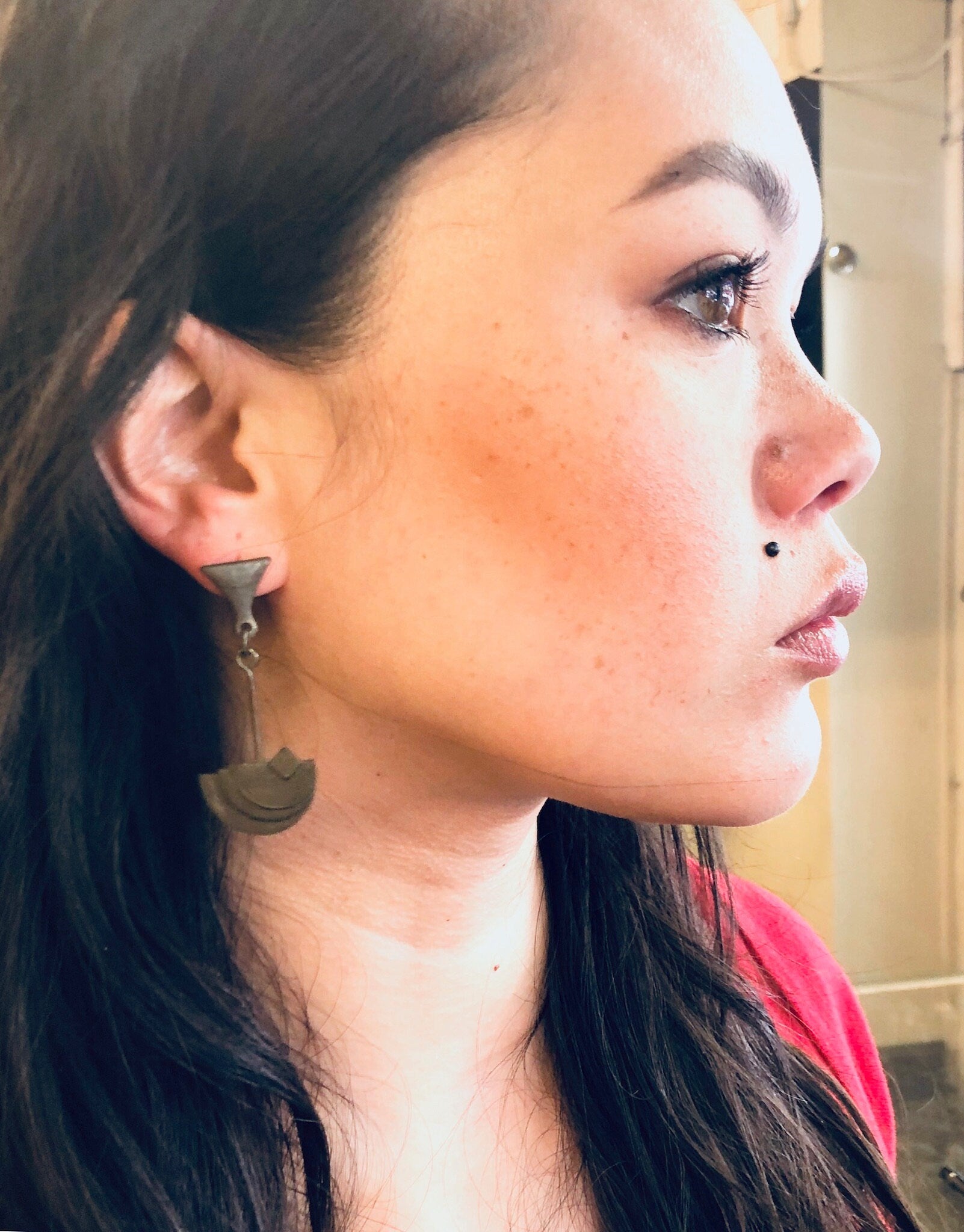 Vintage Earrings, Unique Jewelry, Silver Tone Earrings, Pierced Ears, Dangle Earrings, Statement Jewelry, Vintage Jewelry, Geometric Earring