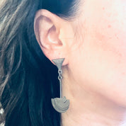 Vintage Earrings, Unique Jewelry, Silver Tone Earrings, Pierced Ears, Dangle Earrings, Statement Jewelry, Vintage Jewelry, Geometric Earring