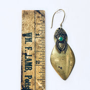 Vintage Earrings, Brass Earrings, Malachite Earrings, Malachite, Vintage Jewelry, Gold and Green, Brass Jewelry, Unique Earrings, Pierced