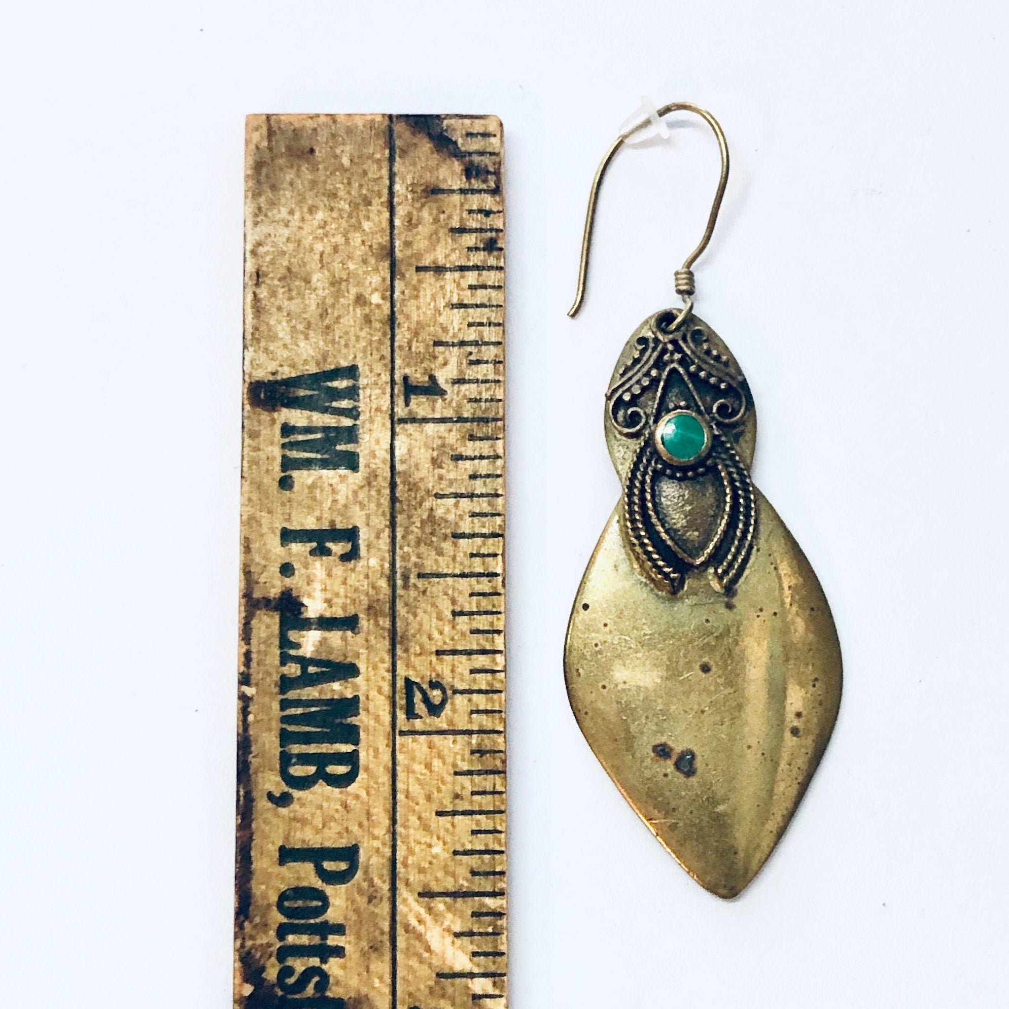 Vintage Earrings, Brass Earrings, Malachite Earrings, Malachite, Vintage Jewelry, Gold and Green, Brass Jewelry, Unique Earrings, Pierced