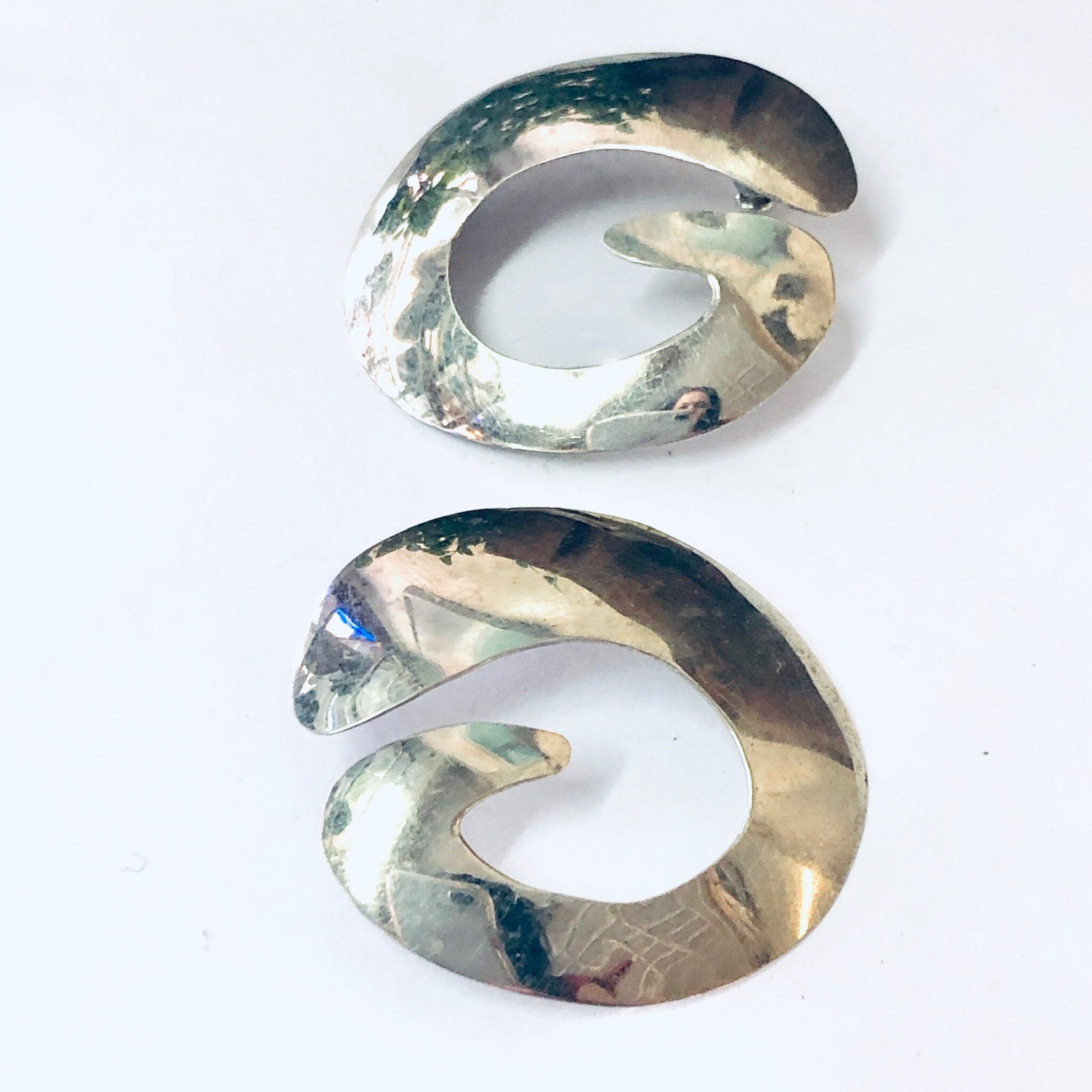 Vintage Earrings, Silver Earrings, Unique Jewelry, Geometric Earrings, Pierced Ears, Vintage Jewelry, Statement Jewelry, Large Earrings, 925