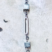 Vintage Necklace, Silver Necklace, Long Necklace, Long Chain, Vintage Jewelry, Geometric Jewelry, Unique Necklace, Square Shapes, 925 Chain