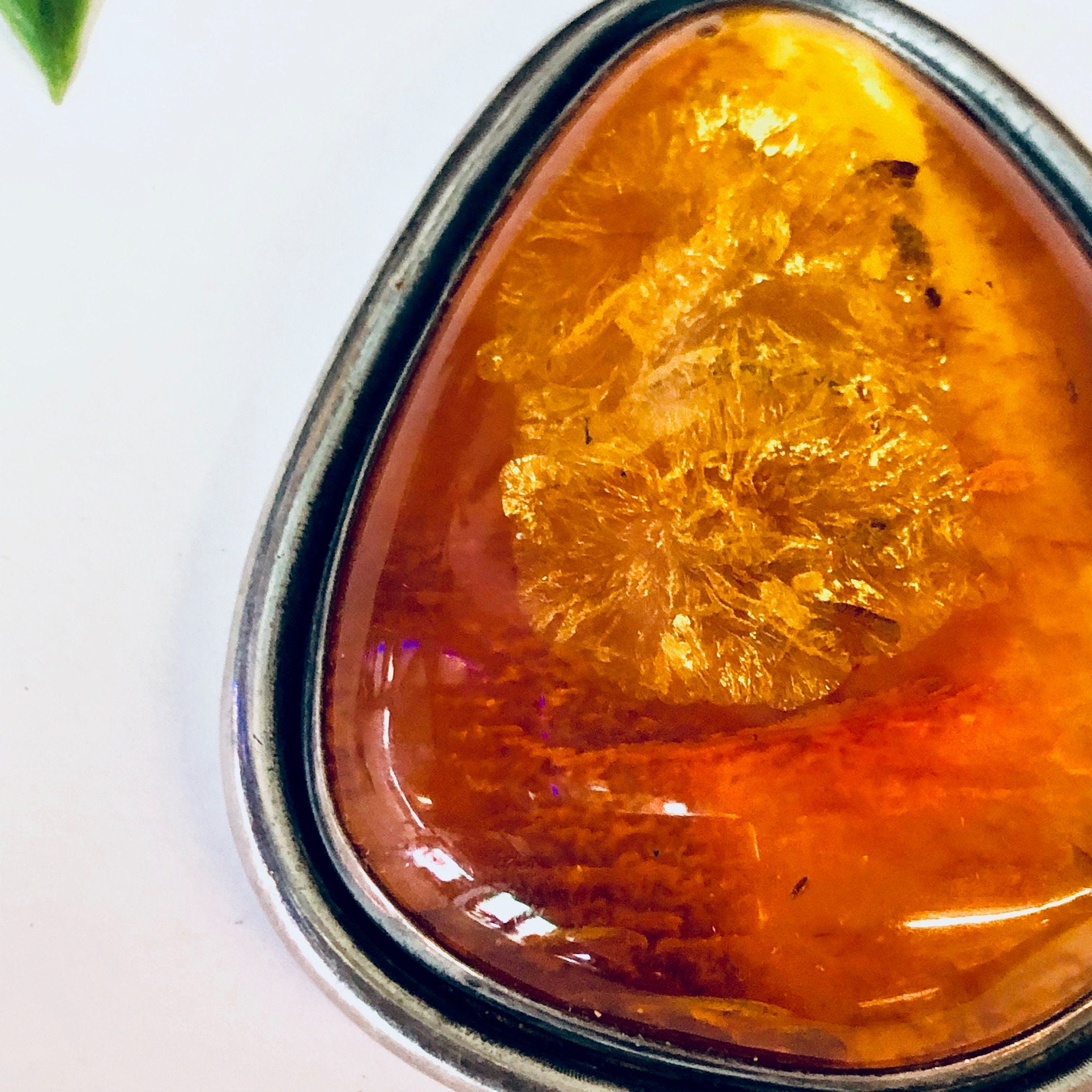 Vintage Pendant, Amber Pendant, Orange Amber, Vintage Jewelry, Silver Pendant, Vintage Necklace, Large Amber, Large Pendant, Statement Piece