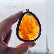 Vintage Pendant, Amber Pendant, Orange Amber, Vintage Jewelry, Silver Pendant, Vintage Necklace, Large Amber, Large Pendant, Statement Piece