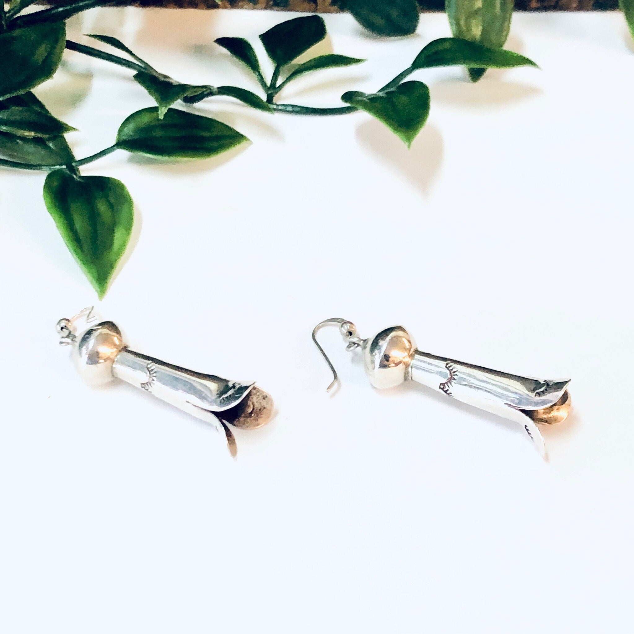 Vintage Earrings, Silver Earrings, Squash Blossom Earrings, Unique Jewelry, Vintage Jewelry, Dangle Earrings, Pierced Ears, 925 Earrings,