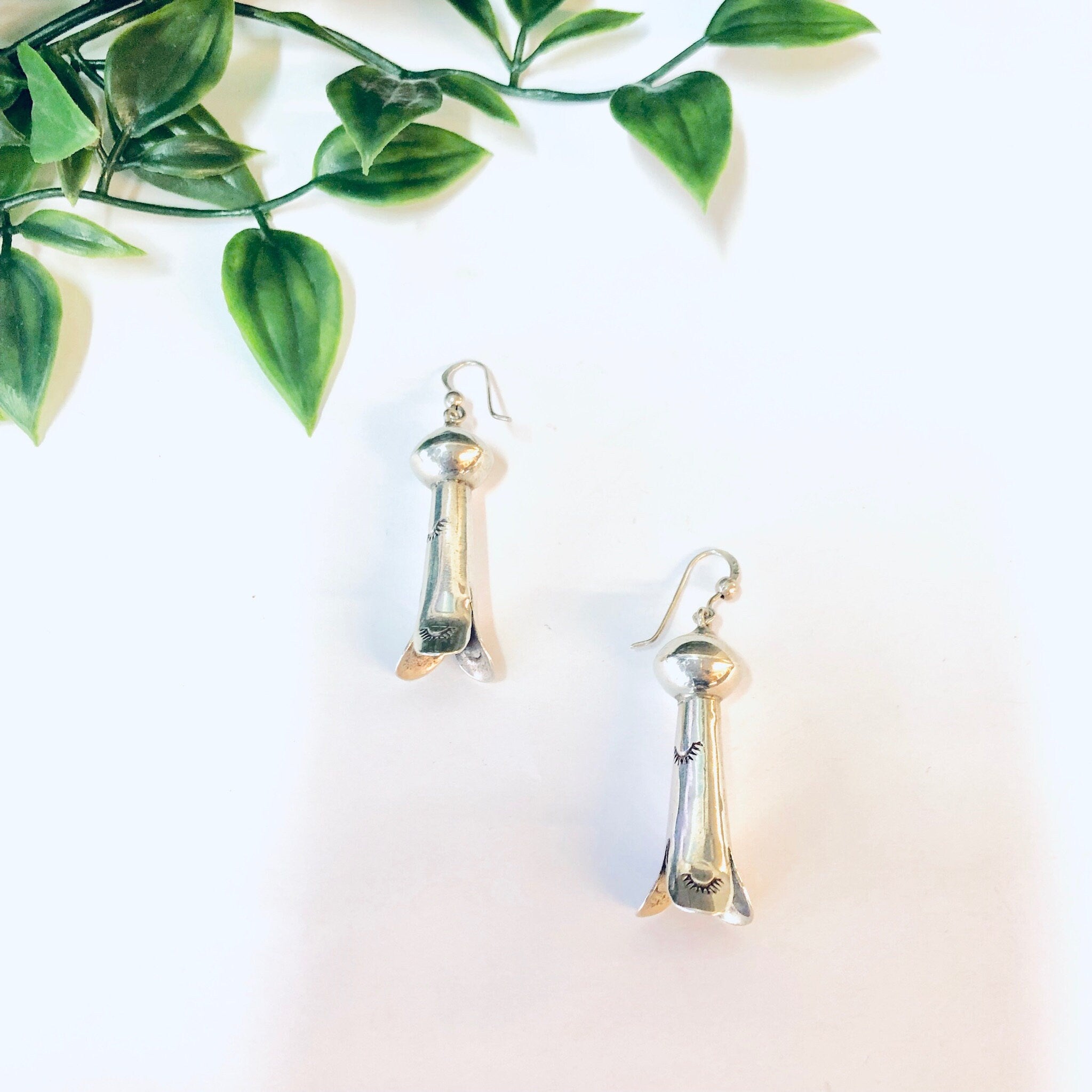 Vintage Earrings, Silver Earrings, Squash Blossom Earrings, Unique Jewelry, Vintage Jewelry, Dangle Earrings, Pierced Ears, 925 Earrings,