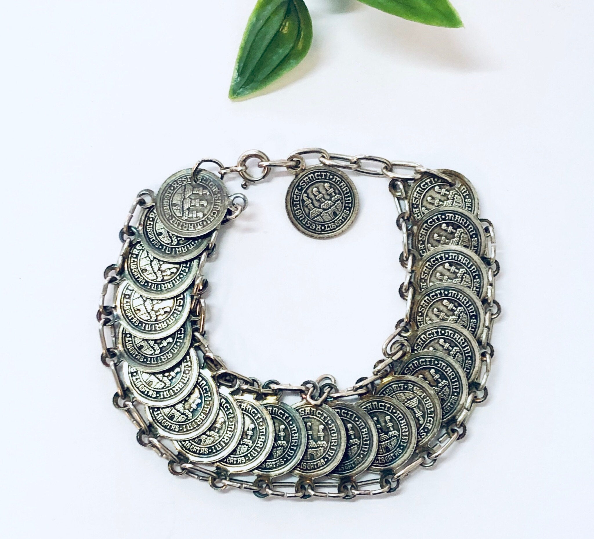 Coin Souvenir Bracelet, Republica Di S Marino, Italian Coin Bracelet, Coin Jewelry, Souvenir Jewelry, Vintage Jewelry, San Marino, Unique