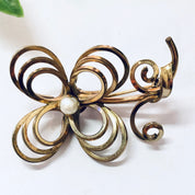 Vintage Brooch, Flower Brooch, Flower Jewelry, Vintage Pin, Gold Filled Pin, Vintage Jewelry, Pearl Pin, Costume Jewelry, Unique Brooch, Pin