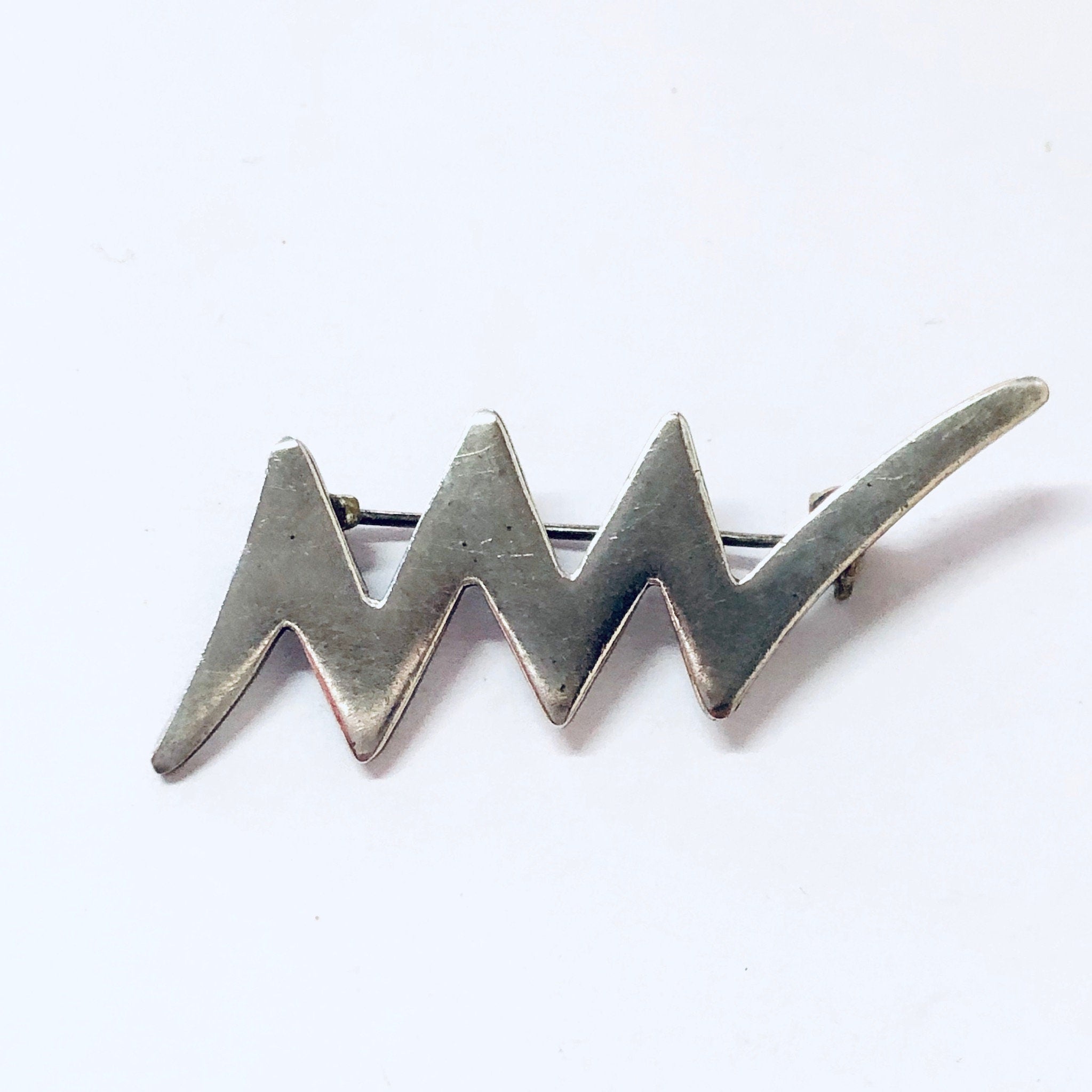 Vintage Brooch, Silver Brooch, Vintage Pin, Zig Zag Brooch, Vintage Jewelry, Lightning Design, Lightning Bolt, Unique Pin, 925 Brooch