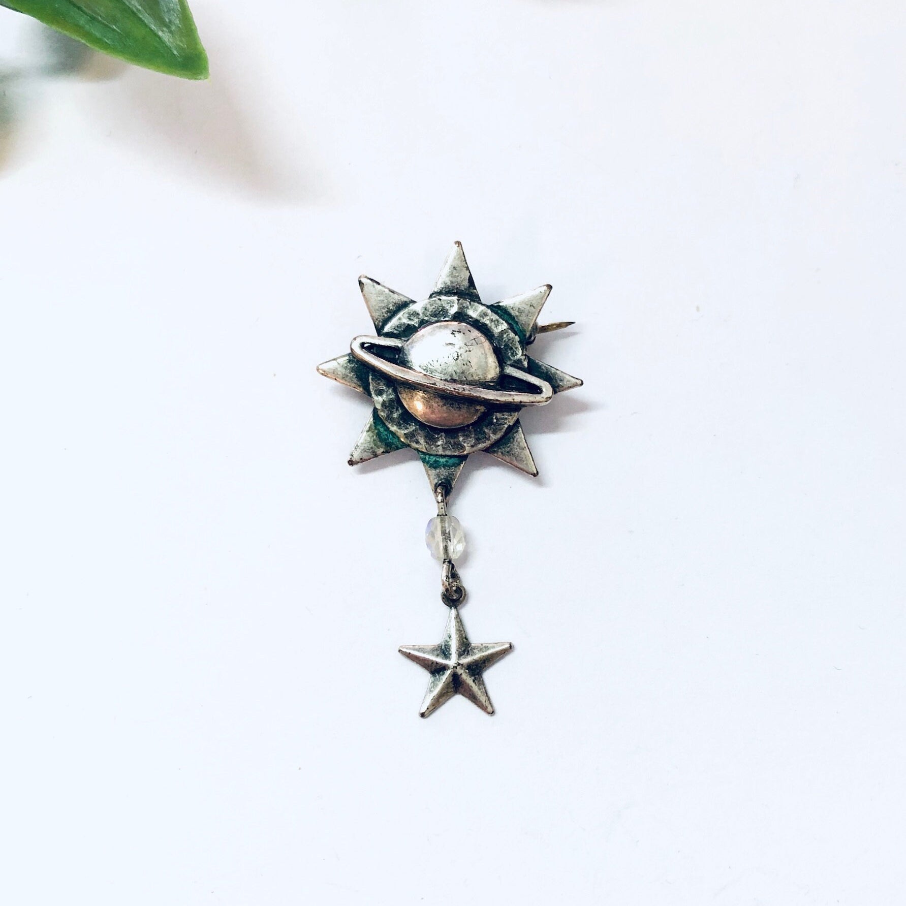 Vintage Brooch, Silver Pin, Saturn Brooch, Star Pin, Outer Space, Unique Jewelry, Planet Jewelry, Vintage Jewelry, Silver Brooch, 925 Brooch