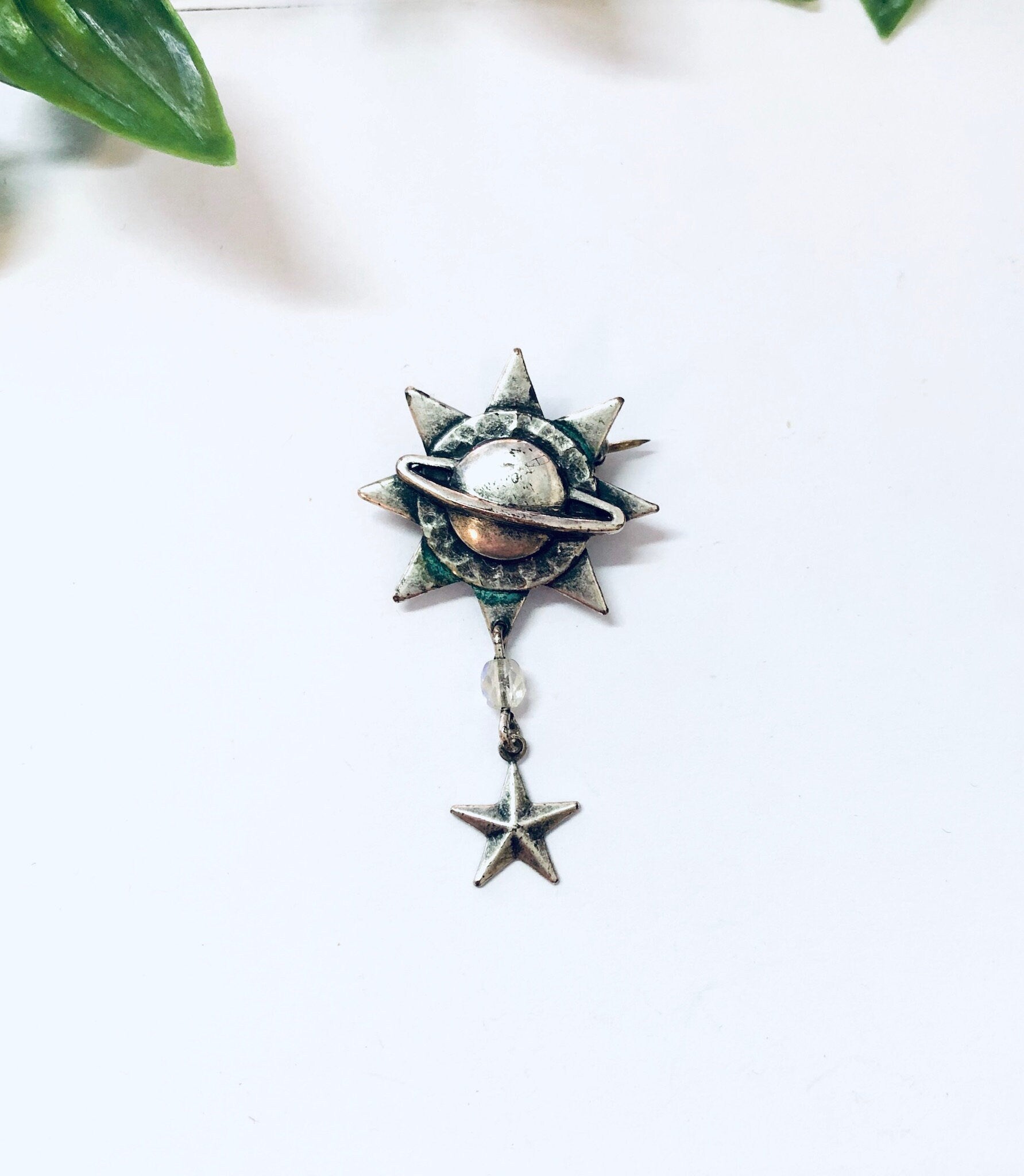 Vintage Brooch, Silver Pin, Saturn Brooch, Star Pin, Outer Space, Unique Jewelry, Planet Jewelry, Vintage Jewelry, Silver Brooch, 925 Brooch