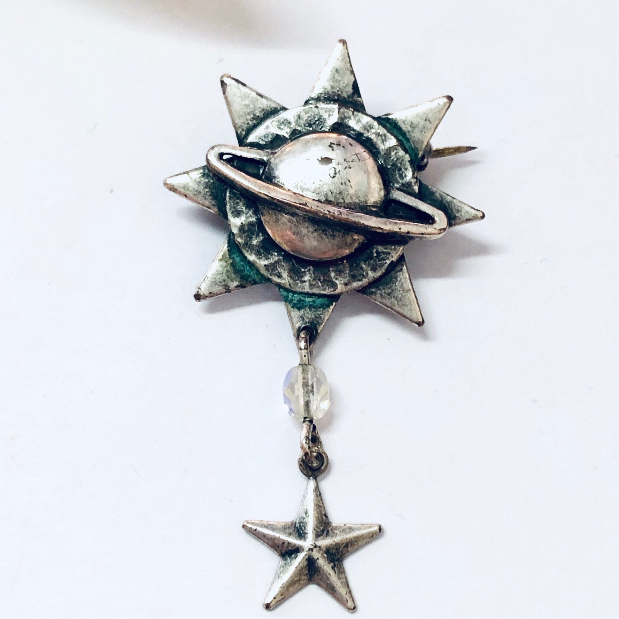 Vintage Brooch, Silver Pin, Saturn Brooch, Star Pin, Outer Space, Unique Jewelry, Planet Jewelry, Vintage Jewelry, Silver Brooch, 925 Brooch