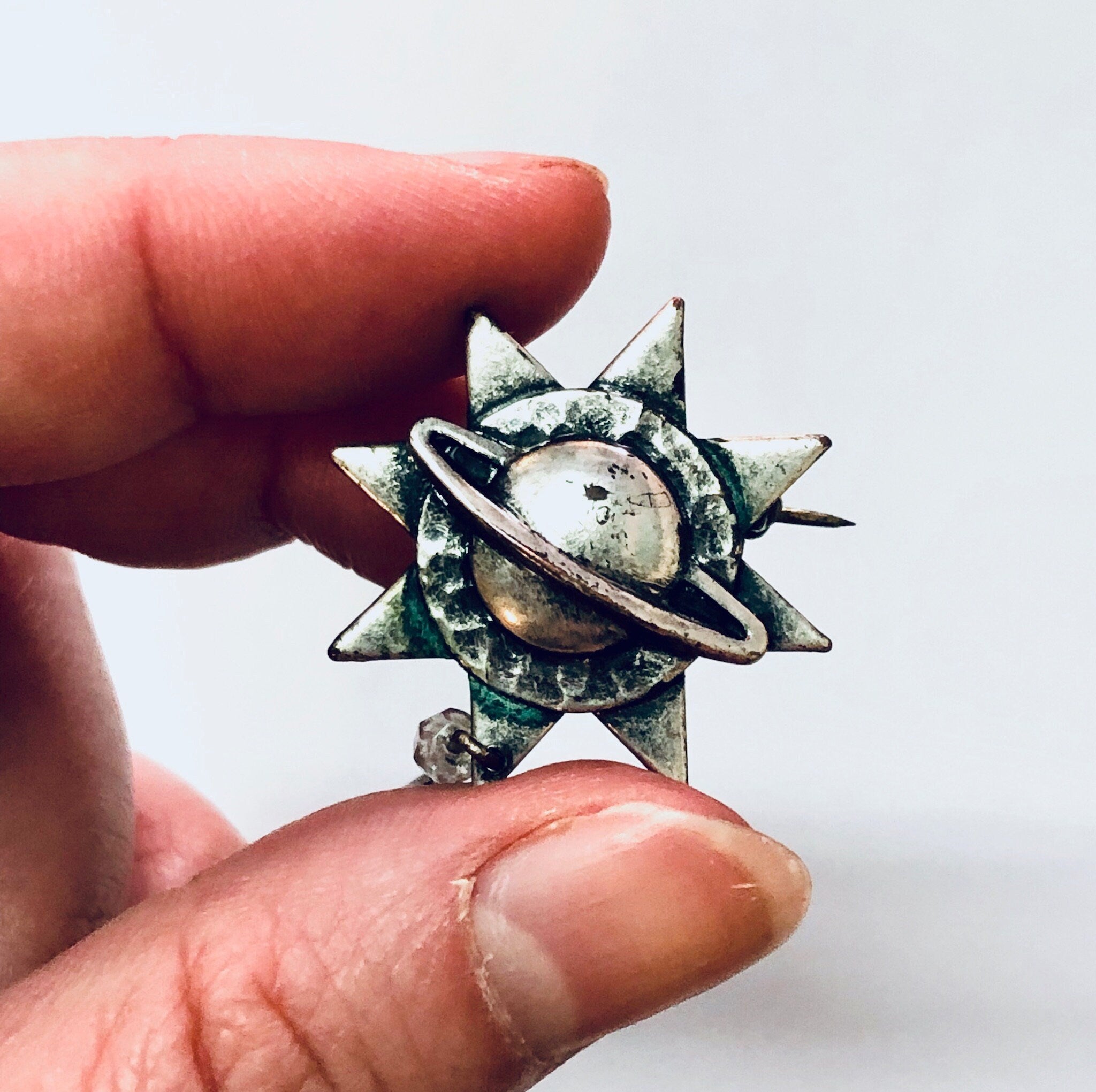 Vintage Brooch, Silver Pin, Saturn Brooch, Star Pin, Outer Space, Unique Jewelry, Planet Jewelry, Vintage Jewelry, Silver Brooch, 925 Brooch
