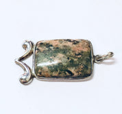Vintage Pendant, Silver Pendant, Vintage Jewelry, Natural Stone, Vintage Necklace, Green Stone, Pink Stone, Unique Jewelry, 925 Pendant