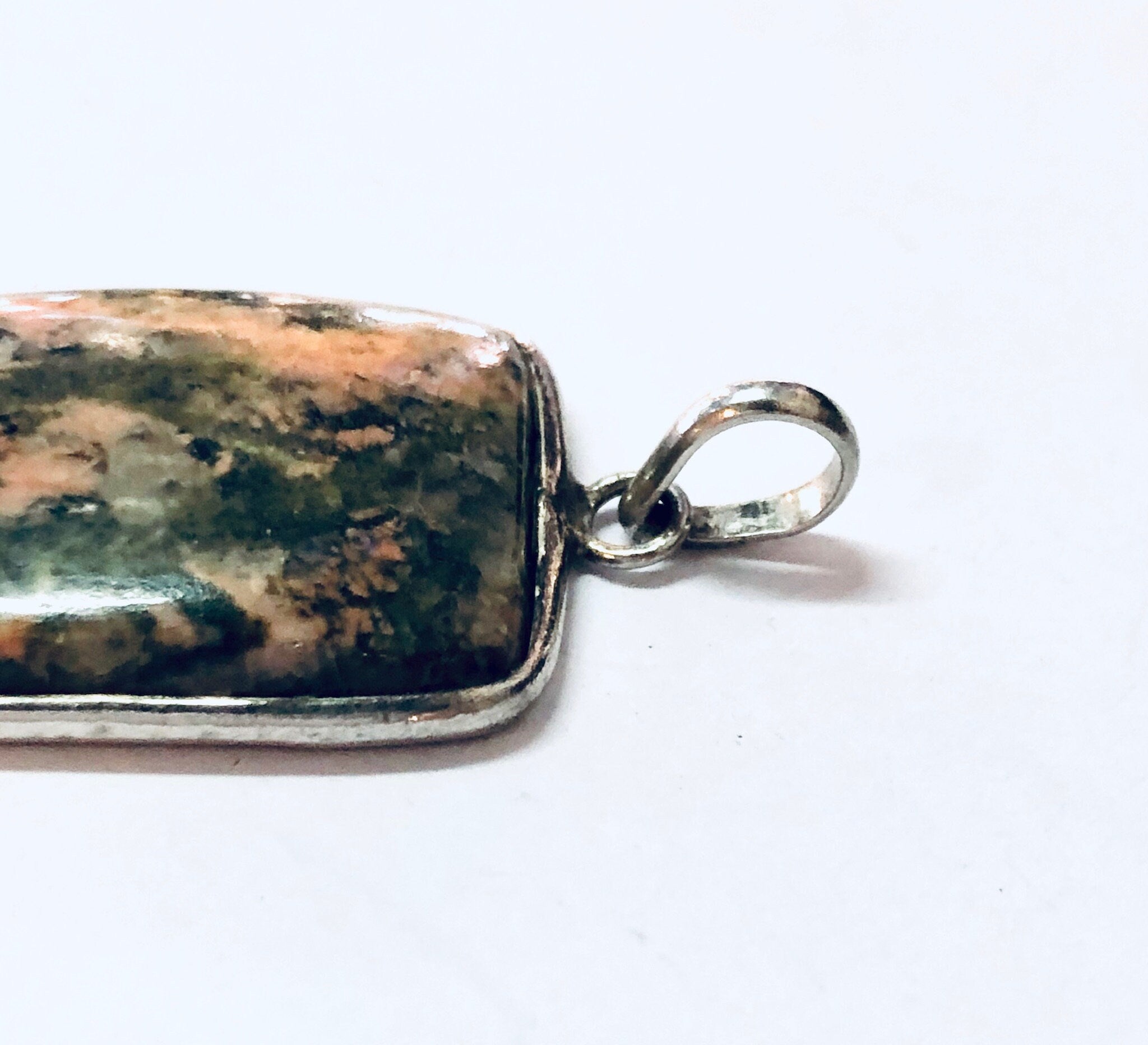 Vintage Pendant, Silver Pendant, Vintage Jewelry, Natural Stone, Vintage Necklace, Green Stone, Pink Stone, Unique Jewelry, 925 Pendant
