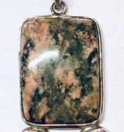 Vintage Pendant, Silver Pendant, Vintage Jewelry, Natural Stone, Vintage Necklace, Green Stone, Pink Stone, Unique Jewelry, 925 Pendant