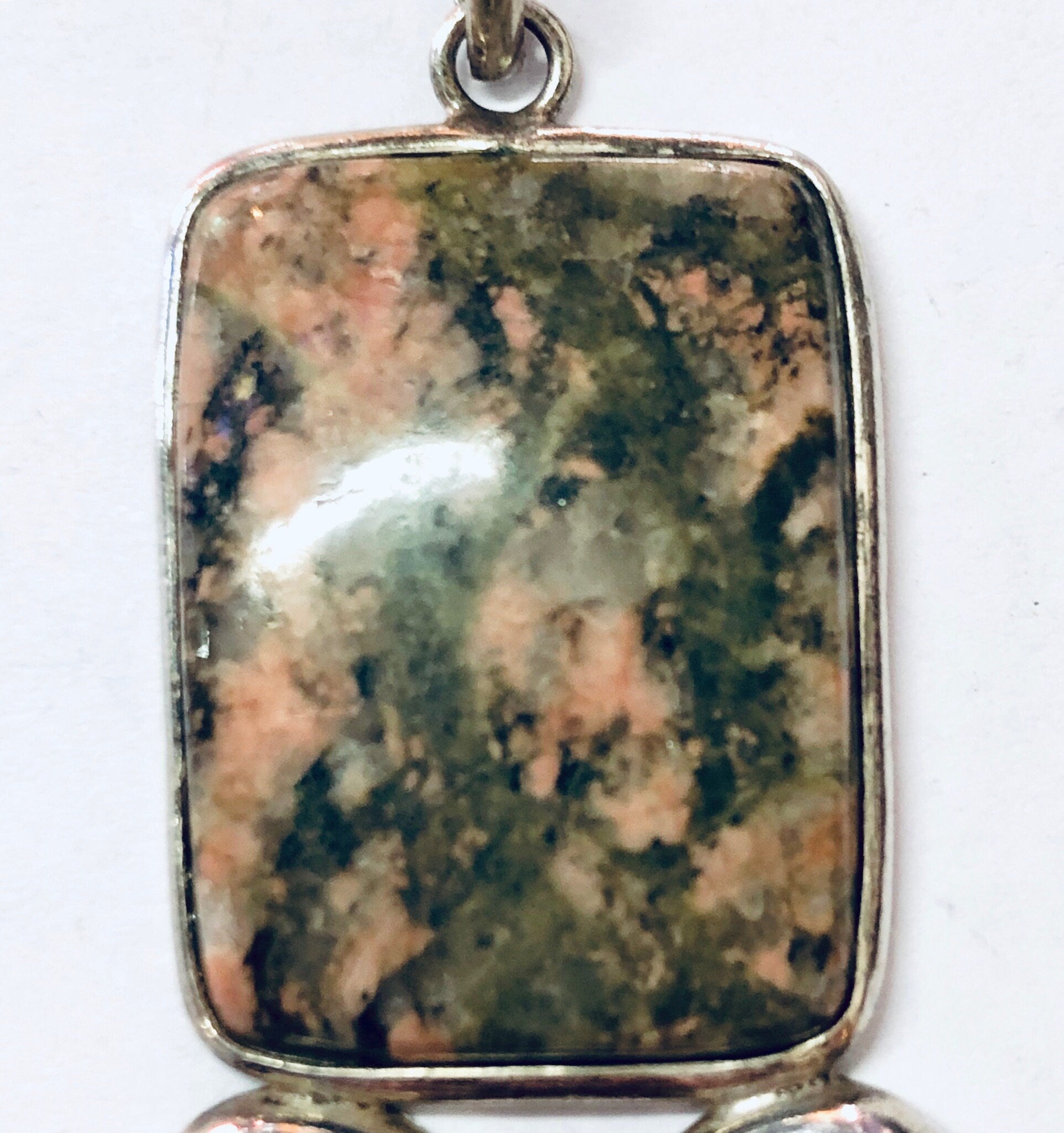 Vintage Pendant, Silver Pendant, Vintage Jewelry, Natural Stone, Vintage Necklace, Green Stone, Pink Stone, Unique Jewelry, 925 Pendant