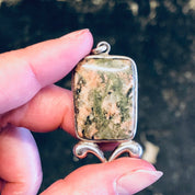 Vintage Pendant, Silver Pendant, Vintage Jewelry, Natural Stone, Vintage Necklace, Green Stone, Pink Stone, Unique Jewelry, 925 Pendant