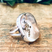 Vintage Ring, Silver Ring, Unique Jewelry, Statement Ring, Cocktail Ring, Gold Fleck Ring, Clear Ring, Bubble Ring, Vintage Jewelry, 925