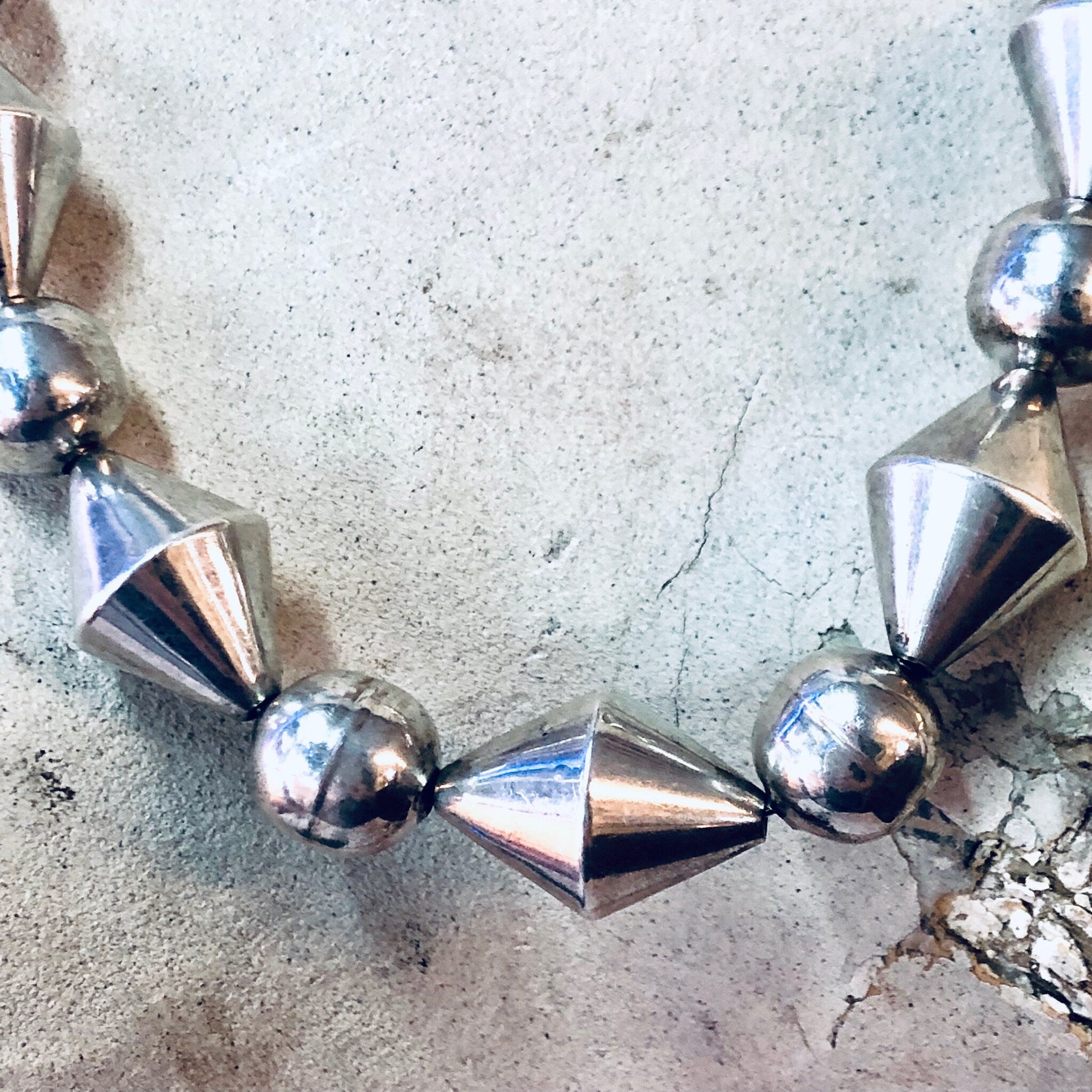 Vintage Necklace, Silver Necklace, Unique Necklace, Beaded Jewelry, Silver Beads, Large Chain, Chunky Jewelry, Vintage Jewelry, Geometric