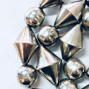 Vintage Necklace, Silver Necklace, Unique Necklace, Beaded Jewelry, Silver Beads, Large Chain, Chunky Jewelry, Vintage Jewelry, Geometric