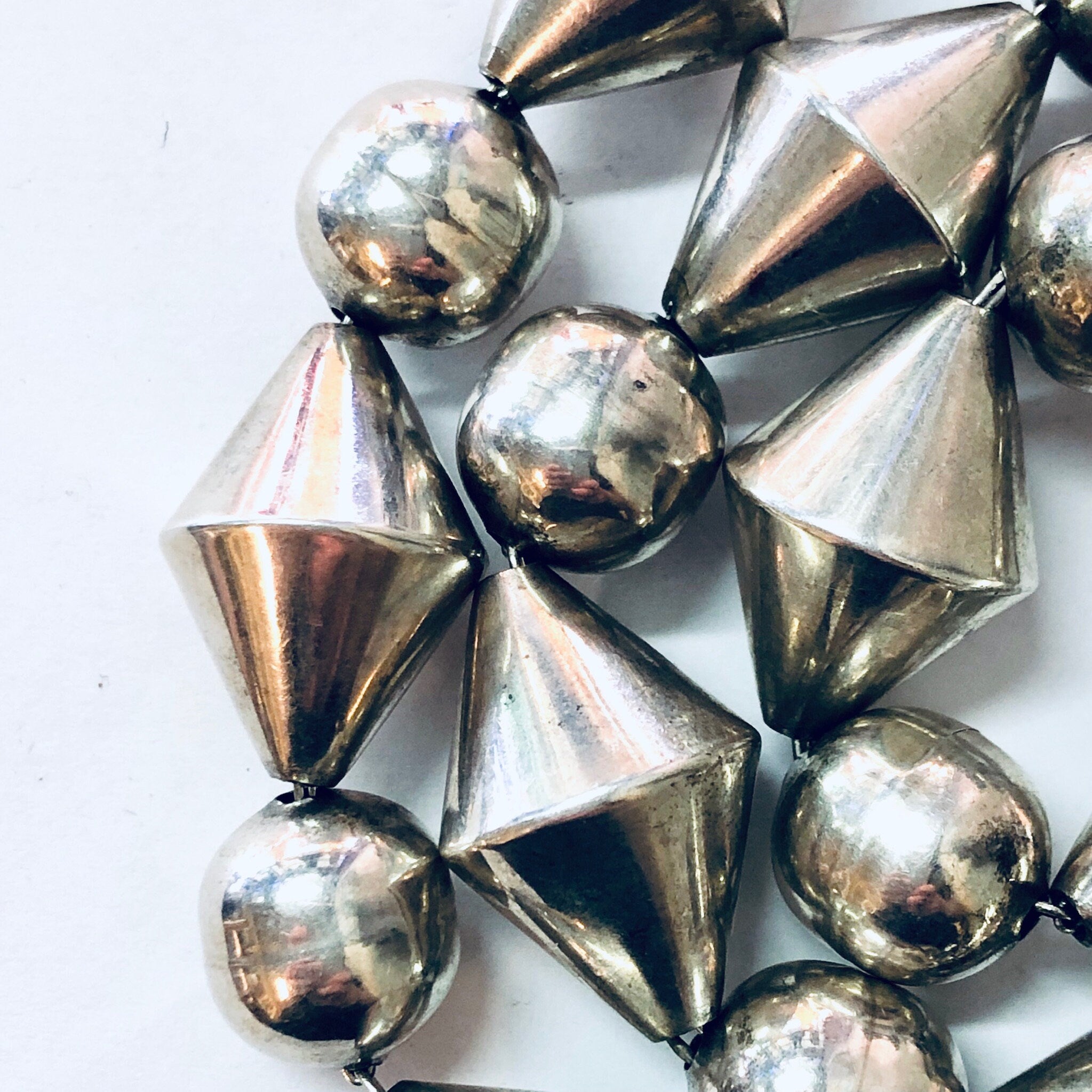 Vintage Necklace, Silver Necklace, Unique Necklace, Beaded Jewelry, Silver Beads, Large Chain, Chunky Jewelry, Vintage Jewelry, Geometric